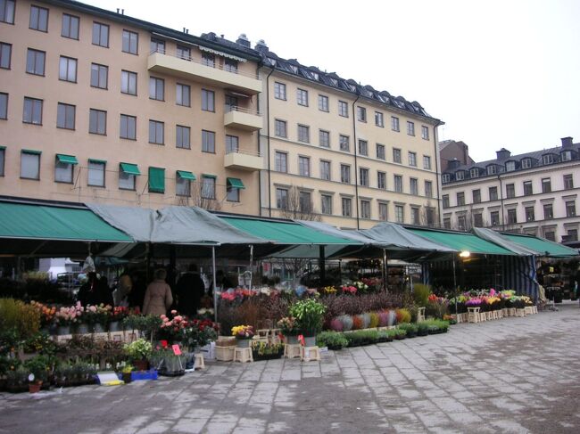 そうそう、市場前の広場にはお花屋さんのテントも。<br />そして、ここに見えている左側の建物は建替えられ、オーレンスシティが入るガラスぴかぴかの建物になっておりました。ちょっとつまんないな～。