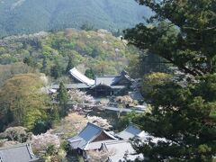 長谷寺 本堂舞台からの風景　本坊が見えます。