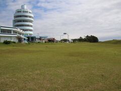 芝生広場と観光タワー