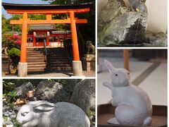 こちらは「宇治神社」、私は今回初めて知りました。
やはりうさぎが守り神で、左下は本殿の「みかえりうさぎ」
境内にもうさぎの姿があります。