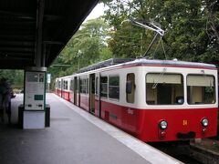 夕ごはんはホテルで7時からなので、ちょこっとホテルの目の前の登山鉄道駅を探索。
なんだか、横につぶれた感じの車両のような…。天井が低いのかな。
鉄道駅に売店はつきもので、ちゃんと食事もできた～。昨日はここにまず寄ればよかったかも。