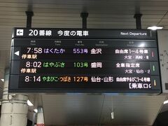 上野駅から新幹線はくたかで一路長野へ向かう。はくたかは停車駅が少なく長野まで約１時間半だ。
