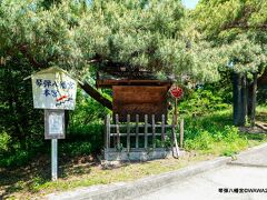 琴弾山への道は狭い一方通行で、駐車場はおろか、路肩も無いので、琴弾八幡宮の看板を渋滞中の車内から撮影しただけ。