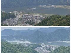 城崎の街がよく見えます。
円山川には対岸への橋が建設されているようです。