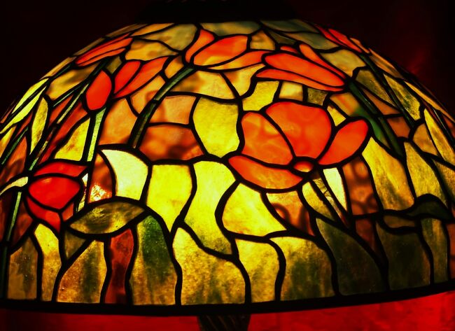 【美品】Richard Lee ステンドグラス　ランプ　照明 那須ステンドグラス美術館-6 卓上ランプの傘 ☆リチャード・リー