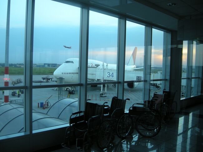 プラハまで乗ってきた日航ジャンボジェットが、ちゃんと待機してくれてます。