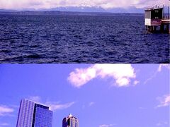 ホテルの前の坂道を10分ほど下ると海が広がっています。
Vancouverではずーっと天気が悪かったのですが、シアトルは一転して良い天気です。