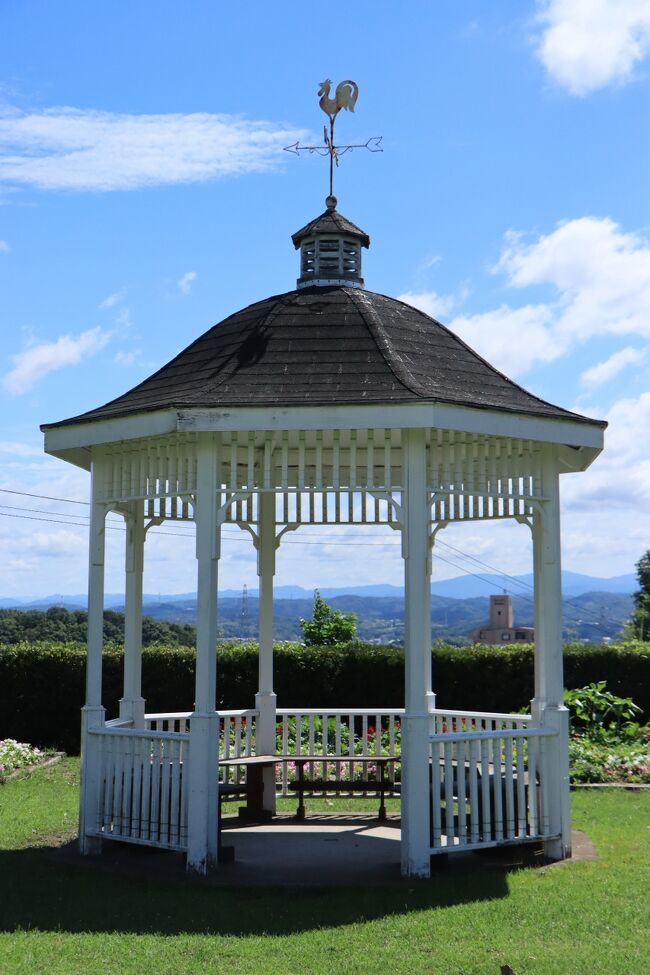 こんなお洒落な東屋があるのですよ。<br />中で休んでる人を見かける時もあるのですが、暑いからか人が来ないです。<br />熱中症だって、気になるしね。