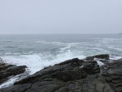 波が打ち寄せる車石の海岸