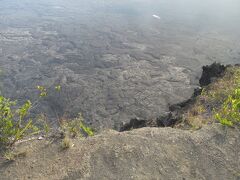 キラウエア火山ハレマウマウ火口の淵にやって来たよ
写真ではわかりづらいけど、すぐ先には何十ｍもの断崖絶壁
落ちたらおわり！
