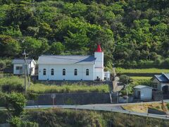 海水浴場からすぐの所にあった赤い塔が可愛らしい高井旅教会




