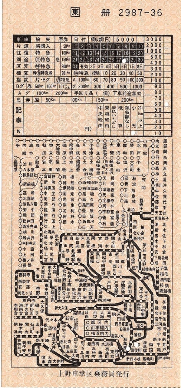 地図式乗車券の楽しみ（1）首都圏車内補充券めぐり☆地図式と