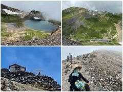 がれ場を登ると権現池が見えました、汗をかいた体に風が心地良かった。
剣ヶ峰が見えてます。