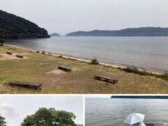 薄曇りの中、腹ごなしに琵琶湖畔を少し歩きました。

この景色は、完全に海岸線・・・海ですよね。
波が小さく、潮風が無いのでサラサラとした風の中、ゆっくりとした朝散歩でした。