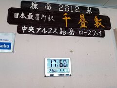 千畳敷駅に着きました。気温17度、快適です。