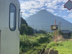 空、雲、開聞岳、線路、鉄道。