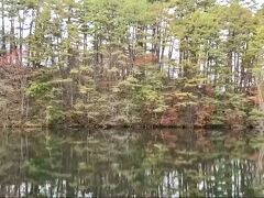 紅葉した木々が湖面に映って綺麗です。