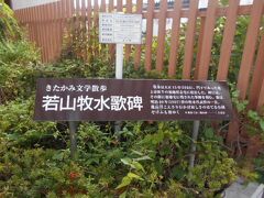 明日は“いわて銀河鉄道”に乗って
八戸経由で下北半島の中央にある恐山を
訪ねる予定です。

朝起きてホテルの周囲を散歩すると
若山牧水の句碑がホテルの隣にありました。