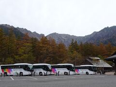 河童橋近くのバスターミナルまでやっと帰ってきた
ここもカラマツの黄葉がきれいだ
全部で約23000歩だった

