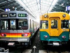 電鉄富山駅に到着。「おけいはん」こと、京阪電車と東急電鉄が並んでいる