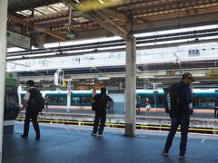 上野駅には特急踊り子の車両が停車中。
東京駅折り返しだけど、神田方にあった引き上げ線が上野東京ラインの線路になっちゃったから上野駅まで来て折り返すのかな？
