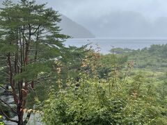 この時は雨が酷くて湖もぼんやりです。逆さ富士が綺麗に映る湖だそうです。残念！