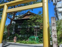 ひろめ市場のすぐ近くにある高知大神宮。黄金色の鳥居が目を引きます4．