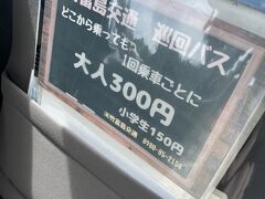 フェリー乗り場からすぐのところで待機されていた巡回バス。
歩いても近いけど、時間もあまりないし子供もいるのでこれで街中まで。