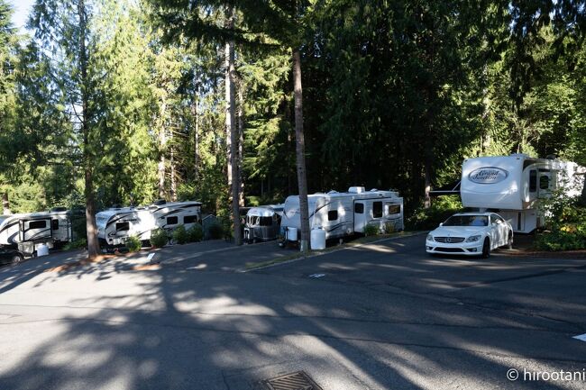 とりあえず車に慣れるために、近郊のBlue Sky RV Parkに宿泊。<br />どちらかというと長期滞在型のRVパークで、巨大なバスやトレーラーが泊まっている。