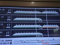 この新幹線は17両編成で、はやぶさ編成とこまち編成の併結。
新青森まではE5系が多いのでこまち編成に乗りたいところ。
こまち編成は普通車指定席の設定がなく、この時間は空いていなかったです。