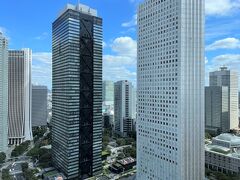 東京・西新宿『ヒルトン東京』のクラブラウンジ
【エグゼクティブラウンジ】からの眺望の写真。

＜Skyscraper（スカイ）ゾーン＞
新宿高層ビル群を望みます。

「Skyscraper」という名称の通り、西新宿の高層ビルビューです。
写真右は『新宿住友ビル』、写真左は『新宿三井ビル』です。