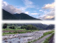 翌朝(8/23)の庄川、水は澄み以外に水系の降雨は無かったようだ、朝まずめを狙う釣り人の姿が見られた。

　管理人さんの話では昨日虹鱒を放流したばかりだと云う。
見えなくなったとはいえ綺麗な川を見ると毛ばりを振りたくなる、次回は一人で来たいものだ。
　キャンプ場では遊漁券の販売はしているがレンタルロッド等はありません。

尚、管理人さんの話ではサイトや近隣で熊の出没はないそうで、人の気配を感じると逃げていく純朴な熊ばかりだそうだ。
　白山山系は猿が多い場所、猿に関しては稀に見かける事はあるそうだ、何れにしてもサイトでは野生動物の危害は低いようです。

怪しい雲が絶え間なく流れ、晴の空と雨雲が鬩ぎあう場所で、奇跡的に降雨に見舞われる事無く10時にテントを撤収し、小さな神社を巡りながら荘川方向に向かう。

　綺麗で静かないいキャンプ場で、星空も良く見えました。
「白川郷ひらせ温泉キャンプサイト」
所在地　/　岐阜県大野郡白川村大字長瀬字あまちの上766-1
URL　/　?https://hirase-camp.com/