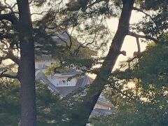 木々の隙間から、小倉城も顔を覗かせてます。