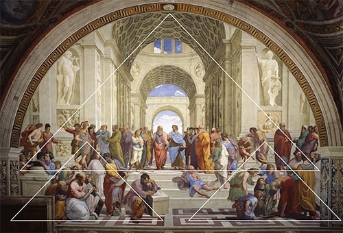 ラファエロ「アテネの学堂」の三角構図