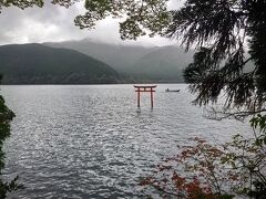 九頭龍神社のところまでいくと、湖の中にある鳥居を観る事ができます。
これが見える状態で良かった～。