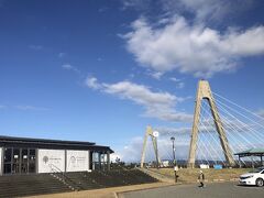 道の駅内灘サンセットパークバス停到着。