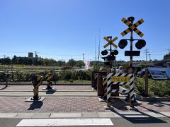 道の駅おがに移設された船入踏切。