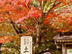 麓まであっという間に降りてきてしまって、土津神社に行こうと・・・。
日が当たっている所は真っ赤に色づいていました。
駐車場が三か所にも増やされていて、警備する人が二人もいました。