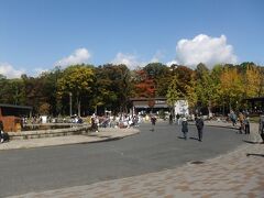 大阪城公園です。木々が色付き始めています