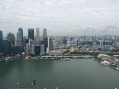 マリーナベイ・サンズの屋上デッキからシンガポール市街を一望。
