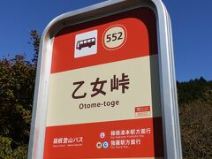 乙女峠バス停
バスタ新宿から高速バスで乗換え無しで来られます。とは言え、この日は東名集中工事の車線規制に紅葉シーズン、全国旅行支援が重なりガッツリ渋滞。定刻より1時間半余り遅れての到着です