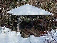 ふかし湯（まんじゅうふかし）は東屋の下に
青森ヒバのベンチがあって腰掛けて温まる温泉です。
座ってみるとほんのりあったか。