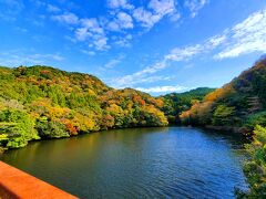 続いて、亀山湖。
こちらも、紅葉はわずかですが、
壮観。