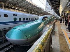 旅の1日目の11月19日（土）は、東京駅7時56分発の盛岡行き東北新幹線『はやぶさ103号』に乗車しました。

大宮駅から仙台駅まではノンストップですが、仙台駅から盛岡駅までは各駅に停車します。

乗車した車両は途中の一ノ関駅まで混雑していましたが、そこから終点まで車内はガランとしていました。