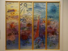 ラウル・デフィ「パリ」1937年
※ ポーラ美術館にて撮影
あざやかな色彩と、自由闊達な筆で「色彩の魔術師」と讃えられたラウル・デュフィによるパリのパノラマを描いた屏風仕立ての作品。