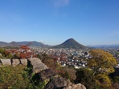 ドラクエウォークのお土産をもらいながら、すごい石垣を見上げつつ急坂を登ってテッペンへ。
讃岐富士のフォルム、可愛いですね。