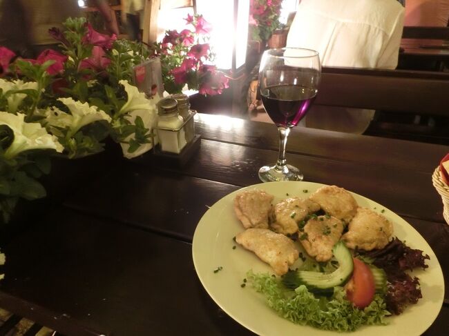 ピロシキ（ダンプリング）と、赤ワインとミーツ（蜂蜜のお酒）。<br />赤ワイン以外は全て店員さんのオススメでオーダーしました。