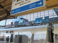 新幹線ひかりで米原駅へ行き、米原駅から特急しらさぎに乗りました。米原駅で車両が連結する様子を見られたり、広い窓からは山々や田園風景などが眺められたり、外を眺めているのが楽しい列車です。芦原温泉駅に着きました。