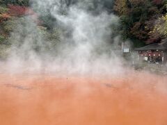 鉄分の関係で赤いお湯の池になっている血の池地獄