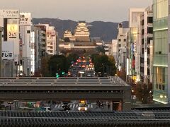 新幹線のホームから見た夕方のお城です。
姫路グルメもたっぷり堪能して
17：06発　ひかり518号で家路に就きます。